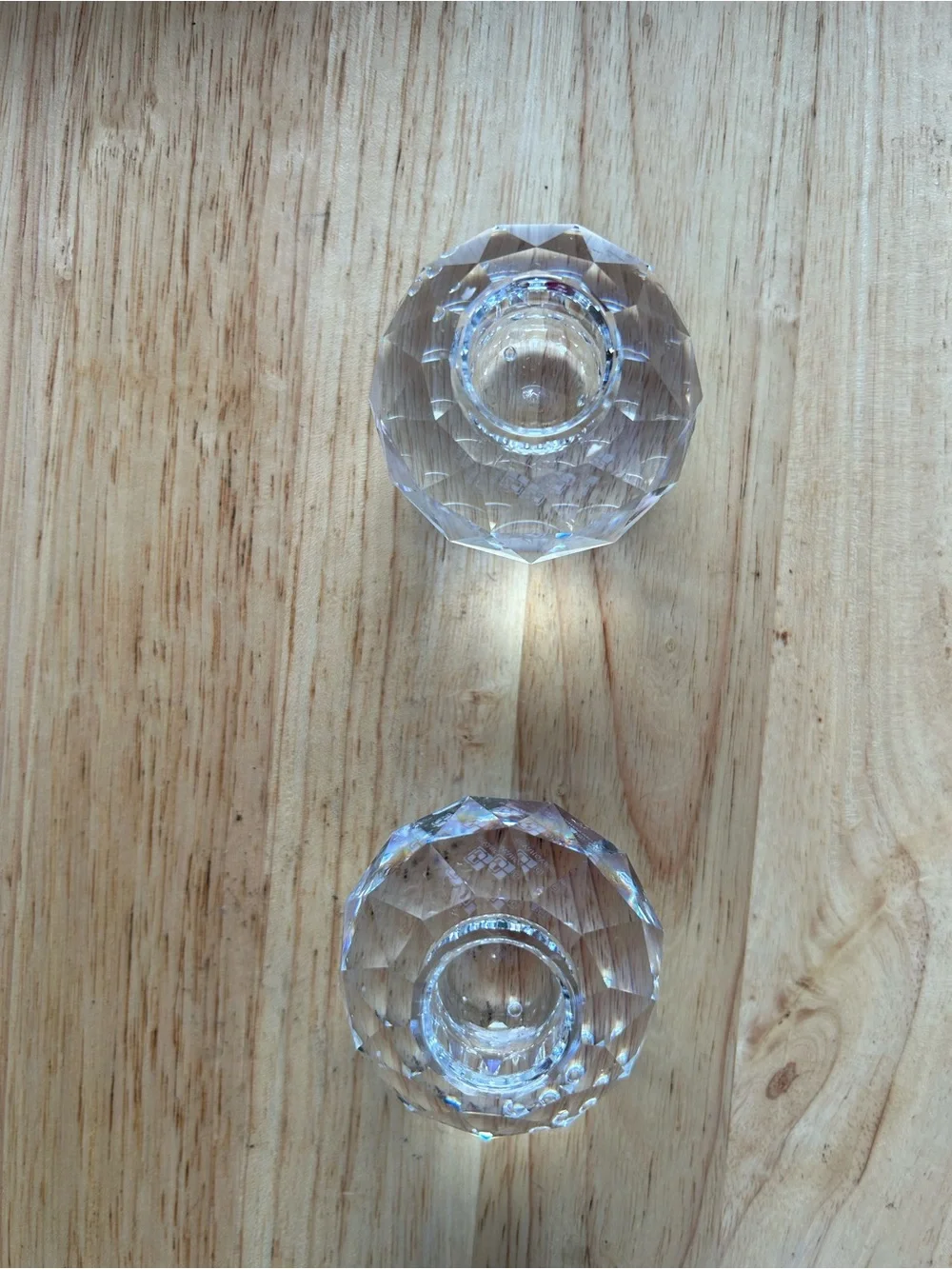 Swarovski Clear Faceted Crystal Tealight Holders Pair